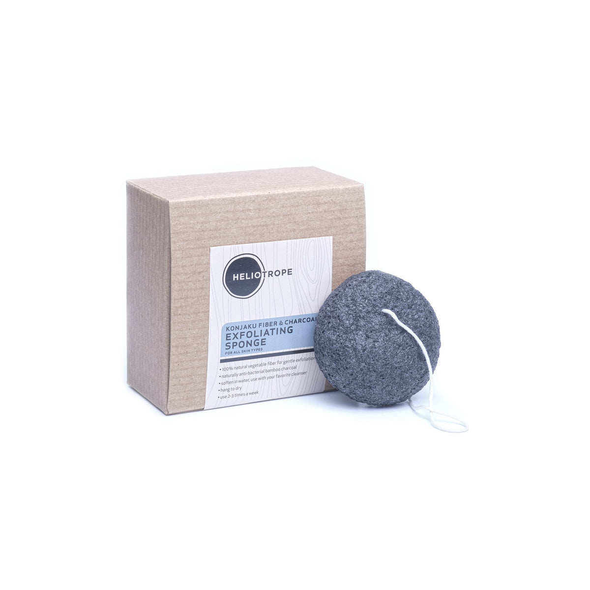 Heliotrope Exfoliating Sponge - konjaku fiber & charcoal